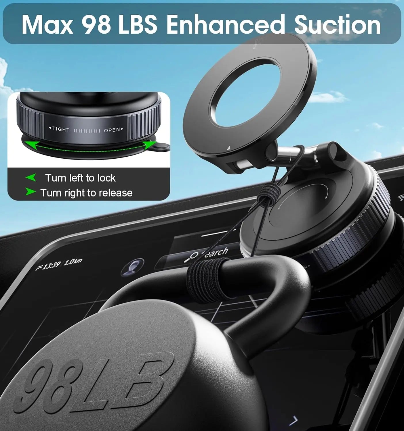 Vacuum Magnetic Car Phone Stable Dashboard  Adsorption  Anti-Shake Mobile StandUniversal For Cars Safe Driving Access